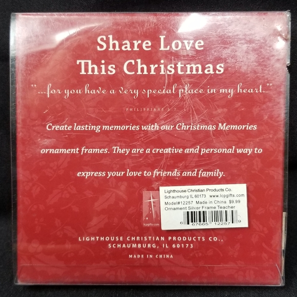 NIB-CHRISTMAS MEMORIES SILVER ORNAMENT METAL FRAME - Picture 2 of 3